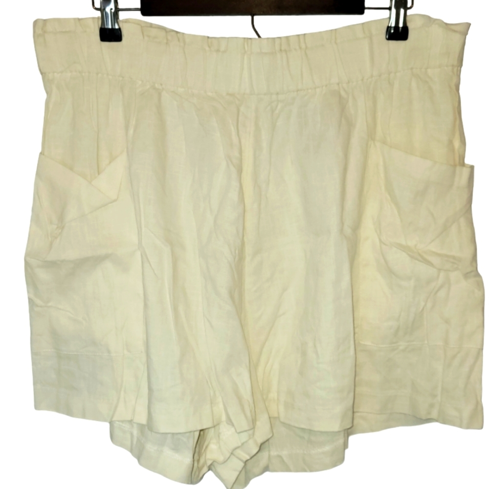 H&M Linen Blend Paper Bag Style Shorts Size XL